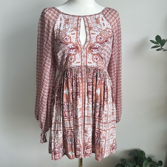 Free People Dresses & Skirts - Free People Women’s Cottagecore Boho Romantic Flowy Mini Peasant Dress Size 2